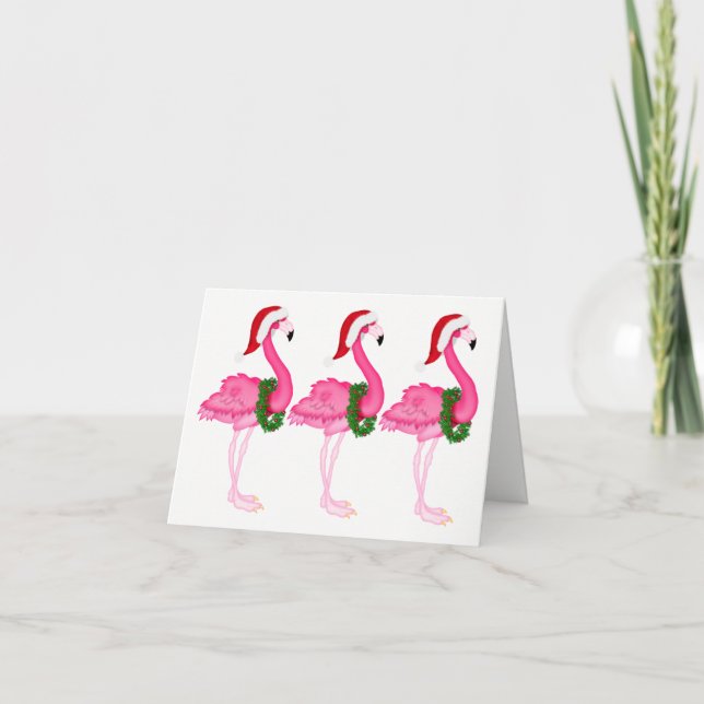 New Pink Flamingo Christmas Card (Front)