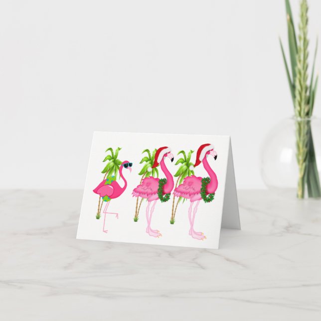 New Pink Flamingo Christmas Cards (Front)