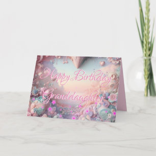 New Pink Stars Granddaughter Birthday Card