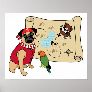NEW! Pirate Pug Design - Add your own caption. Poster