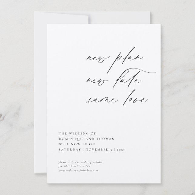 New Plan New Date Same Love Change of Plans Invitation (Front)