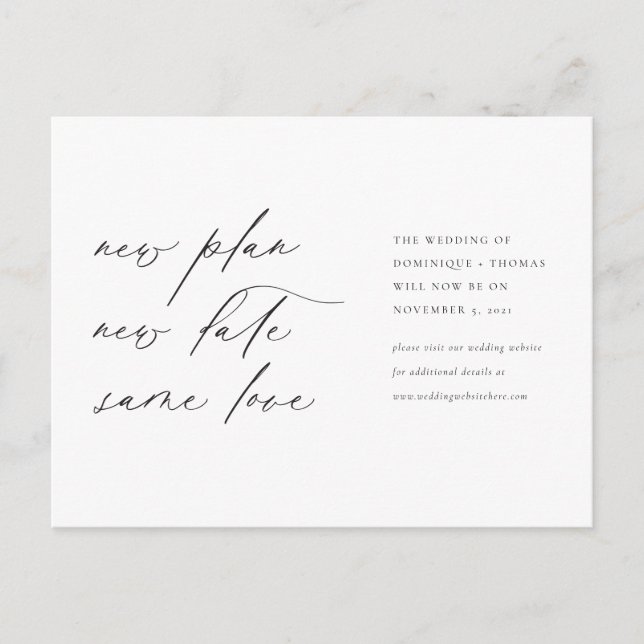 New Plan New Date Same Love Postcard (Front)