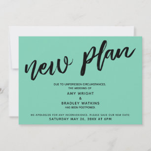 New Plan Postponed Wedding Lucite Green card