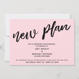 New Plan Postponed Wedding Pastel Pink Card