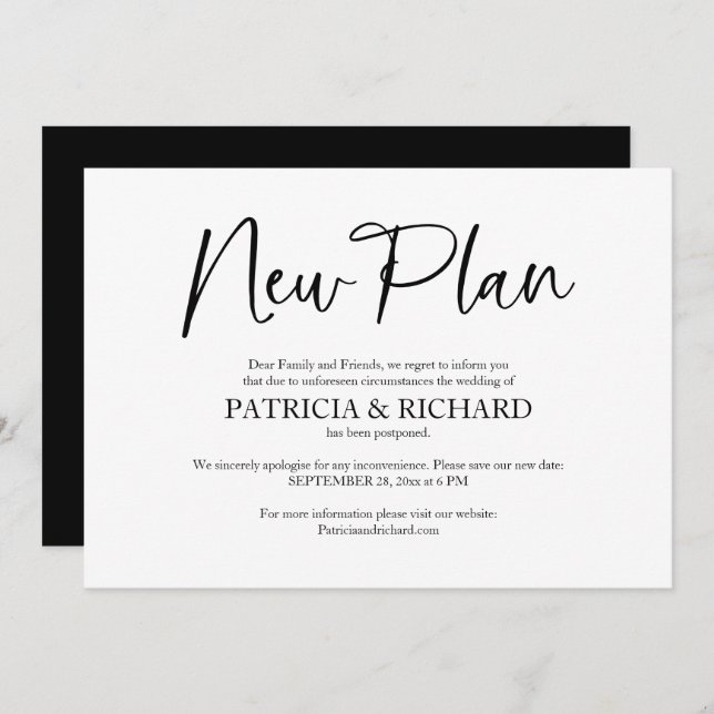 New Plan Wedding Postponed Announcement (Front/Back)