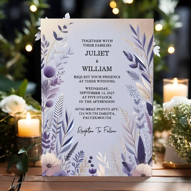 New Plum Fall Spring Summer Lavender Sage Wedding Invitation (Creator Uploaded)