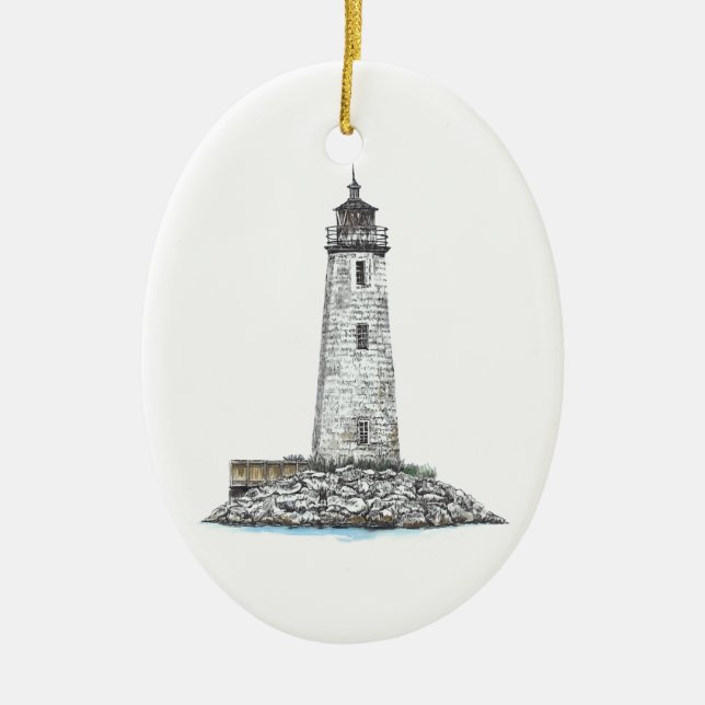 New Point Comfort Lighthouse Ceramic Tree Decoration (Front)