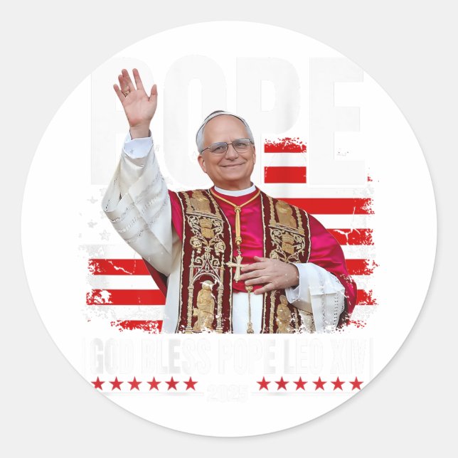 New Pope Leo Xiv Catholic Gifts Catholics (on Back Classic Round Sticker (Front)