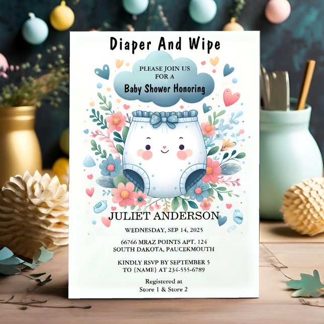 New Post Dad Pink Blue Diaper And Wipe Baby Shower Invitation (Creator Uploaded)