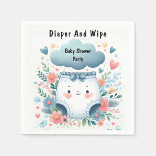 New Post Dad Pink Blue Diaper And Wipe Baby Shower Napkin