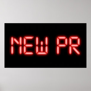 New PR Running Milestone Red Neon Digital Effect Poster