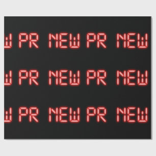 New PR Running Milestone Red Neon Digital Effect Wrapping Paper