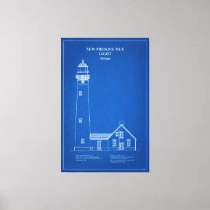 New Presque Isle Lighthouse - Michigan - AD Canvas Print