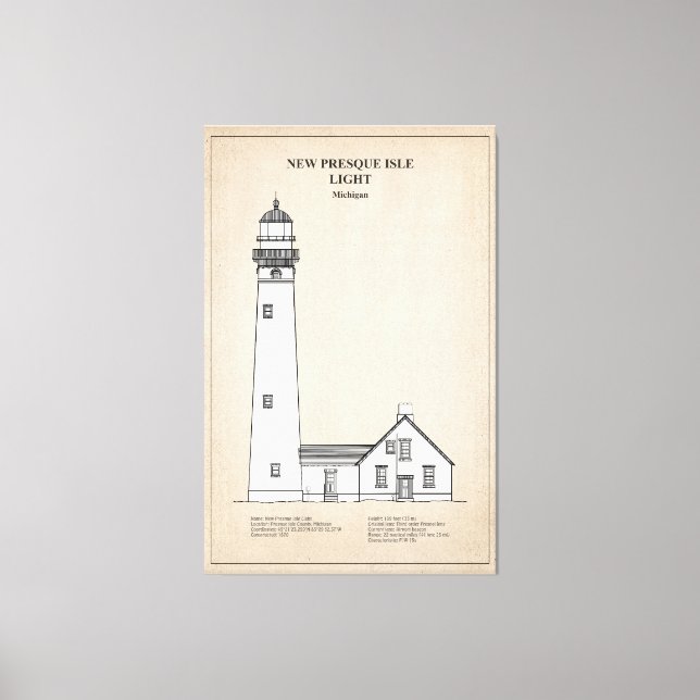 New Presque Isle Lighthouse - Michigan - SBD Canvas Print (Front)