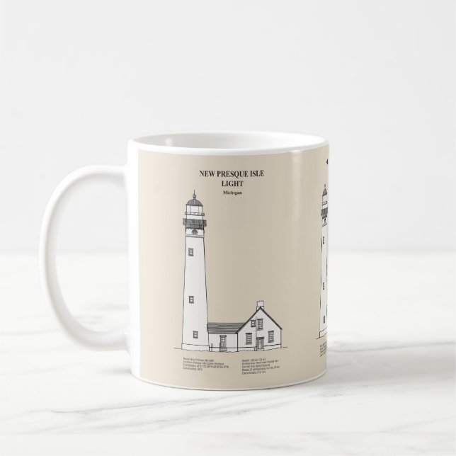 New Presque Isle Lighthouse - Michigan - SBD Coffee Mug (Left)