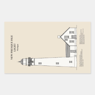 New Presque Isle Lighthouse - Michigan - SBD Rectangular Sticker