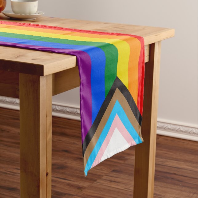 New Pride flag colours stripes window cling Short Table Runner (In Situ)