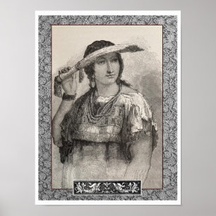 NEW PRINT c 1800s NATIVE AMERICAN WOMAN