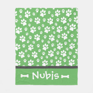 New Puppy Dog Gift Paw Print Personalised Add Name Fleece Blanket