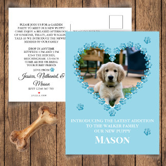 New Puppy Introduction Photo Invitation Postcard