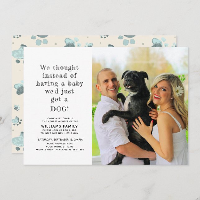 New Puppy Pet Adoption Photo Announcement (Front/Back)