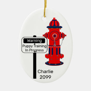 New Puppy Training Fire Hydrant Christmas Ceramic Tree Decoration
