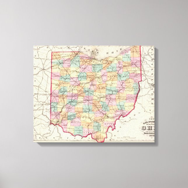 New rail road map of the State of Ohio Canvas Print (Front)