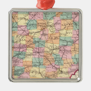 New rail road map of the State of Ohio Metal Tree Decoration