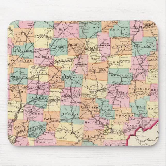 New rail road map of the State of Ohio Mouse Mat (Front)