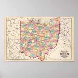 New rail road map of the State of Ohio Poster