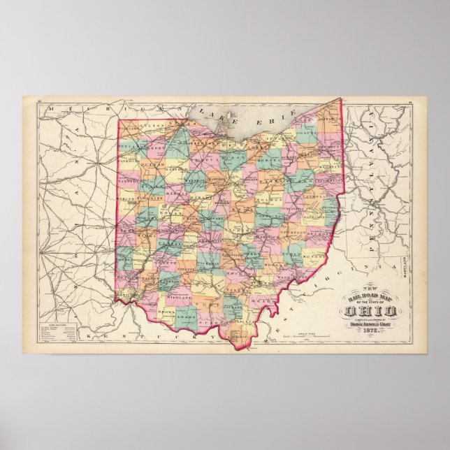 New rail road map of the State of Ohio Poster (Front)