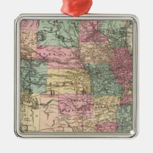 New rail road map of the United States Metal Tree Decoration