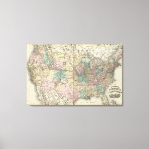 New railroad map of the United States 2 Canvas Print
