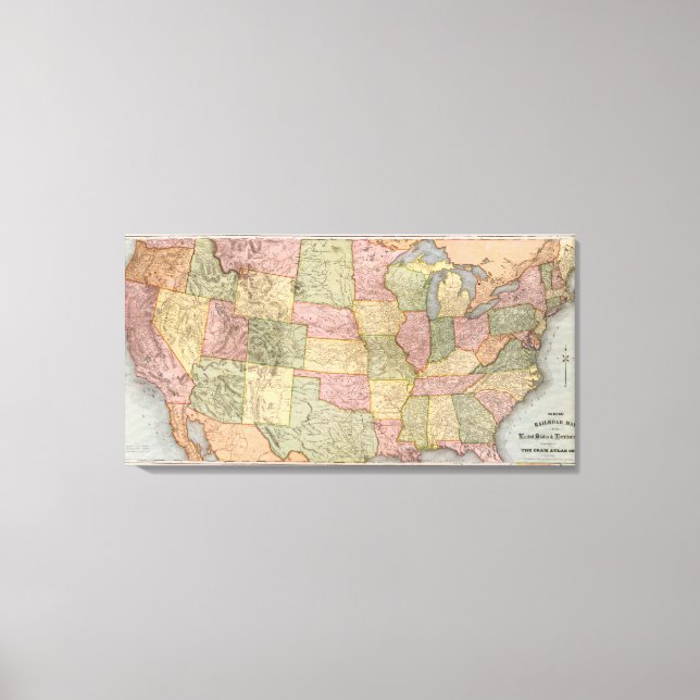 New Railroad Map of the United States Canvas Print (Front)