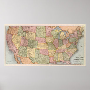 New Railroad Map of the United States Poster