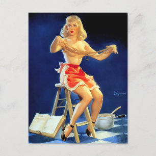 New Recipe Pin Up Postcard