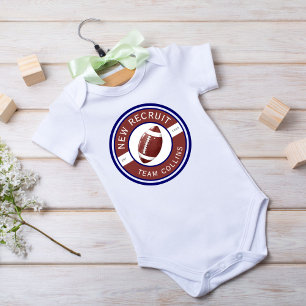 "New Recruit" Custom family name US football logo Baby Bodysuit