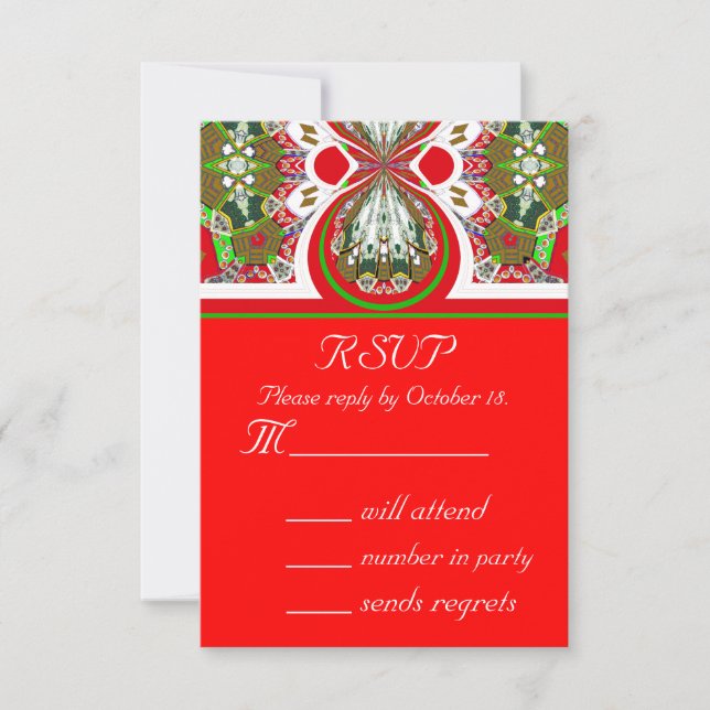 New Red Christmas RSVP Party Invitation Reply Card (Front)
