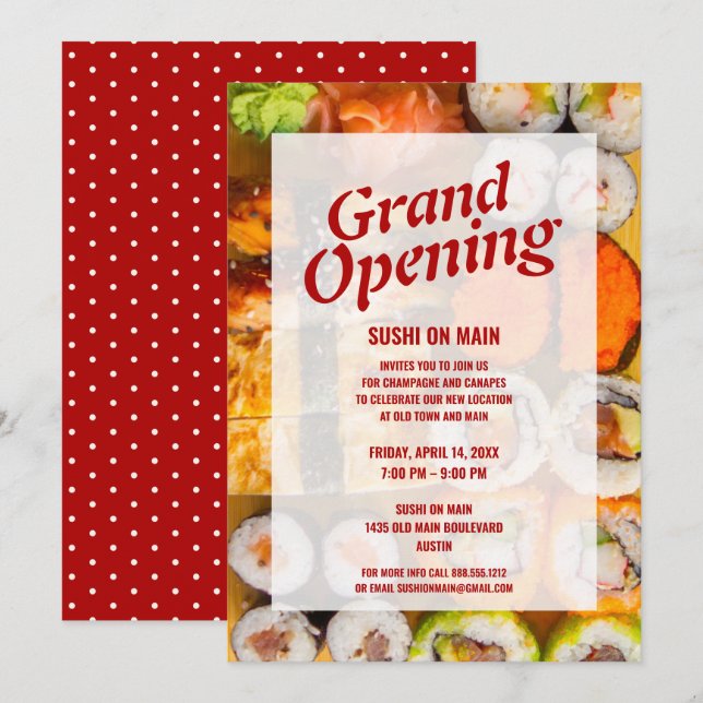 New Restaurant Grand Opening | Sushi Seafood Invitation (Front/Back)