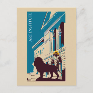 New Retro art institute Chicago advertising Postcard