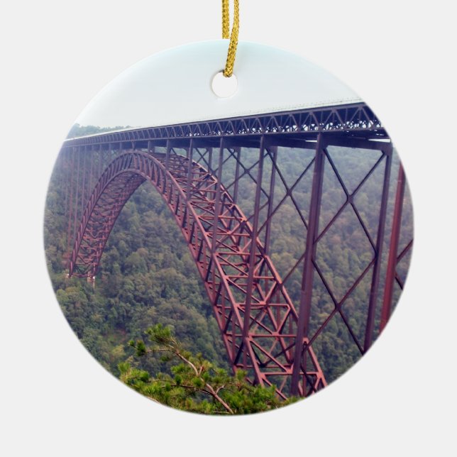 New River Gorge Bridge Ceramic Tree Decoration (Front)