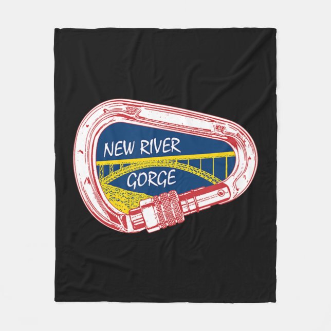 New River Gorge Climbing Carabiner  Fleece Blanket (Front)