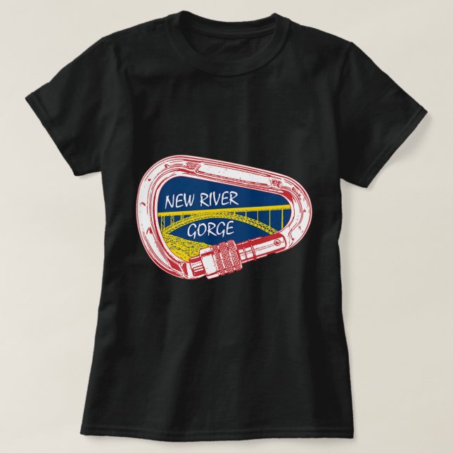 New River Gorge Climbing Carabiner  T-Shirt (Design Front)