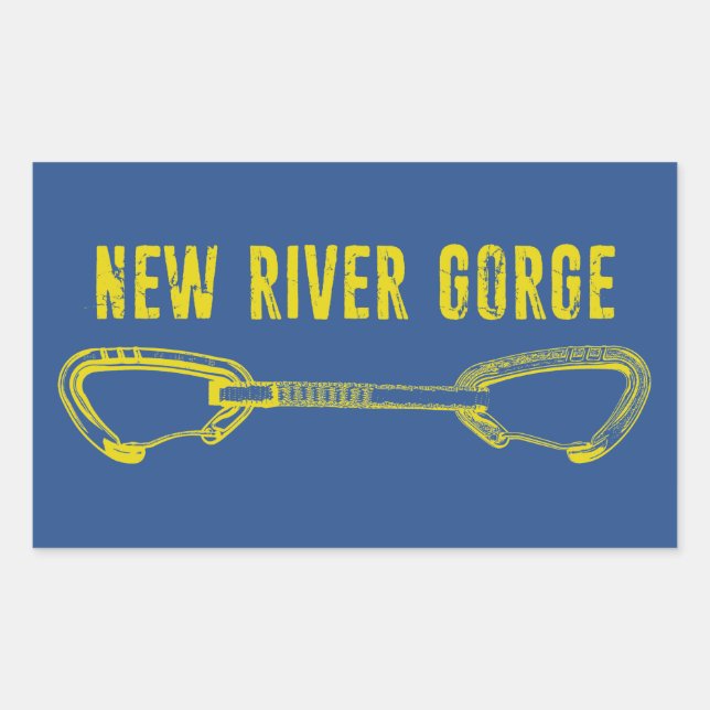 New River Gorge Climbing Quickdraw Rectangular Sticker (Front)