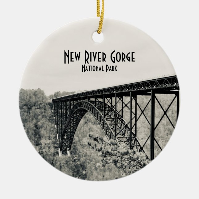 New River Gorge National Park Ceramic Tree Decoration (Front)