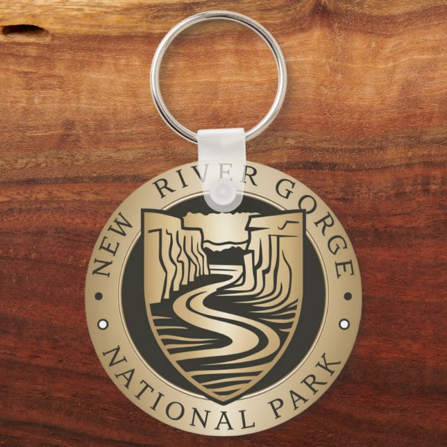 New River Gorge National Park Golden Emblem Key Ring (Back)