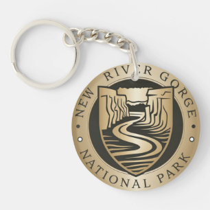 New River Gorge National Park Golden Emblem Key Ring
