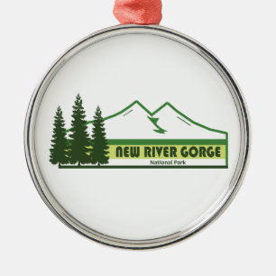 New River Gorge National Park Green Stripes Metal Tree Decoration