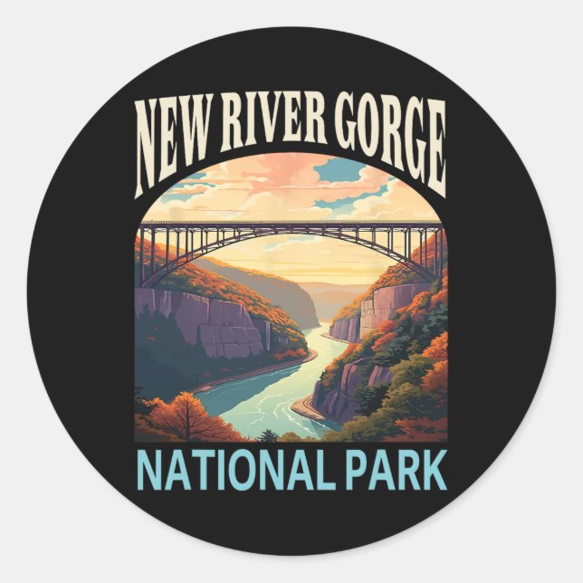New River Gorge National Park Hiking Camping Trip  Classic Round Sticker (Front)