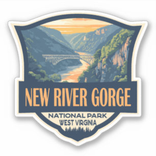 New River Gorge National Park Illustration Retro